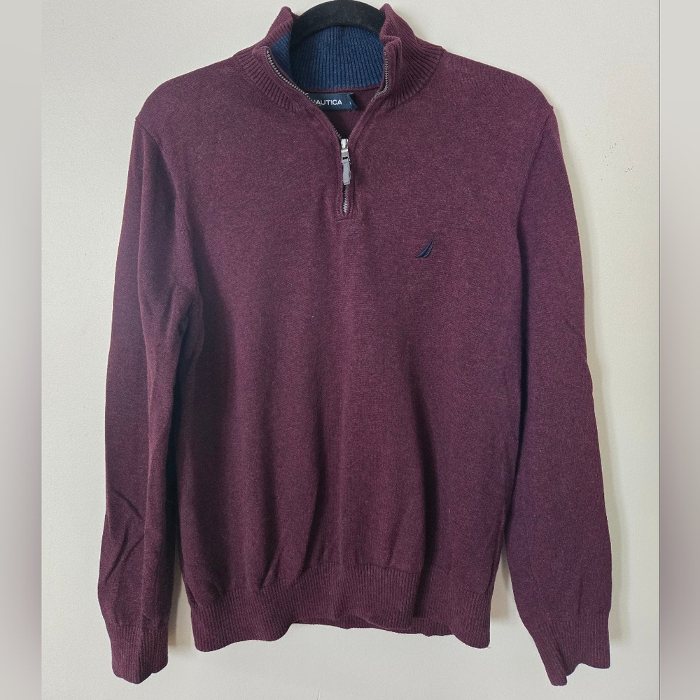 Nautica Men's Burgundy Half-Zip Sweater